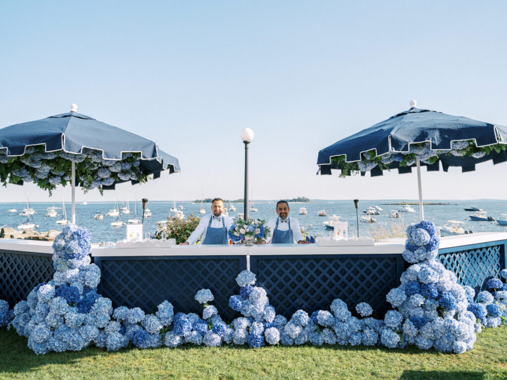 Connecticut Luxury Wedding with Custom Blue Hydrangea Bar by Kate & Company Events